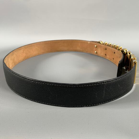 MOSCHINO Waist Size 32 Black Gold Leather Belt main image 4